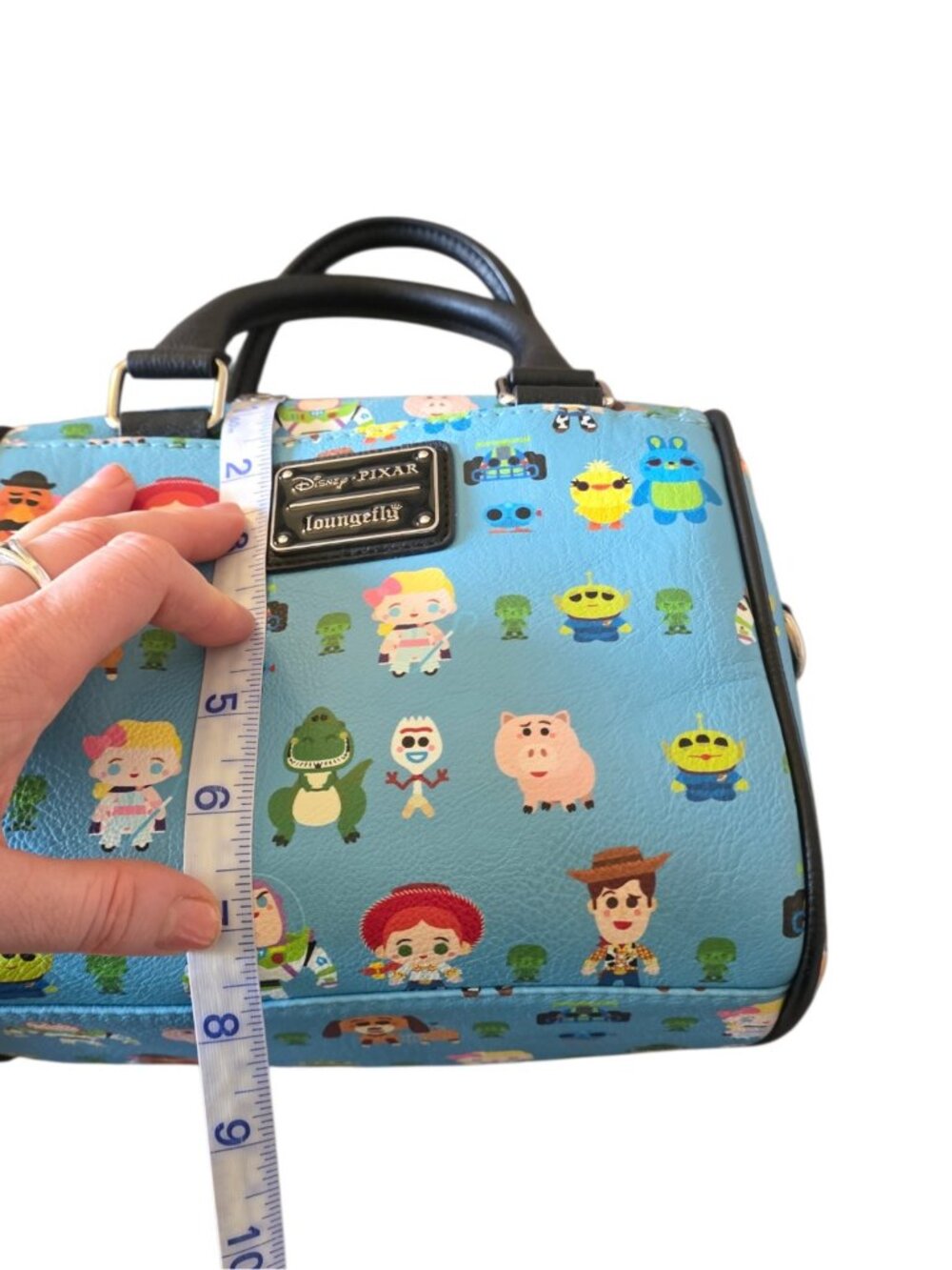 Loungefly Disney Pixar Toy Story Chibi Duffle Satchel Bag Blue Allover Print - Picture 10 of 16